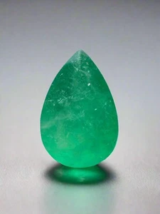 5.63 Carat Apple Green Natural Loose Large Colombian Emerald Pear Cut Certified - Picture 1 of 10