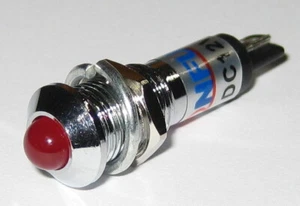 Panel Mount LED - Red - Chrome Case - 12V DC - 8mm Mounting - Lockwasher / Nut - Picture 1 of 6