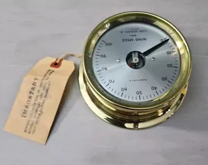 Medidor de viento náutico Danforth de latón vintage para velocidad del viento nuevo stock antiguo - Imagen 1 de 7