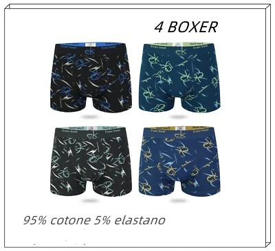 Stock 4 BOXER uomo pack mutande in cotone elasticizzato multicolori fantasia - Immagine 1 di 2