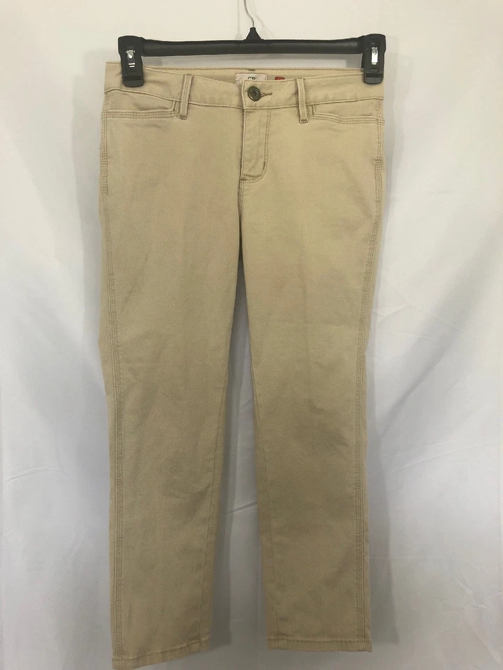 Christopher Blue Womens Size 0 Beige Low-Rise Cotton Stretch Capri Chino Pants - Image 1 of 3