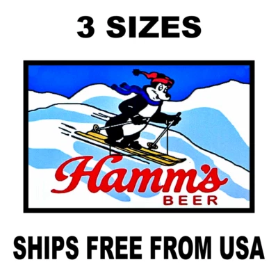 Calcomanía adhesiva de letrero de cerveza Hamm's Bear impresión de réplica vintage. Cerveza esquí alpino Foto 1 de 4