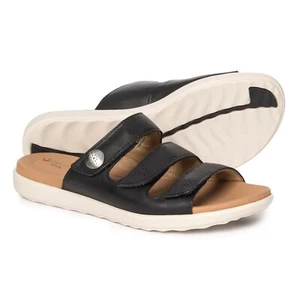 NIB Clarks Women's Un Reisel Myra Leather Slide Sandals, 7.5 M, Black - Picture 1 of 5