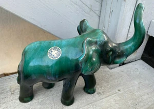 Elephant Figurine Blue Mountain Pottery Canada Trunk Up Vintage Terracotta - Picture 1 of 9