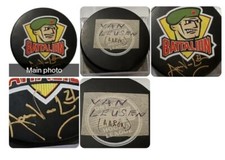 AARON VAN LEUSEN SIGNED BRAMPTON BATTALION VTG OHL OFFICIAL VICEROY GAME  PUCK