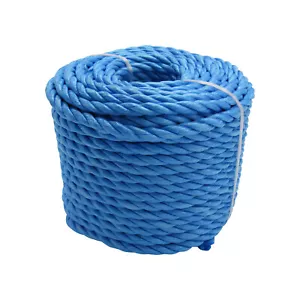 Corda in polipropilene blu 3 fili bobina 12 mm x 30 m (linea di lavaggio campeggio yacht bar - Foto 1 di 7