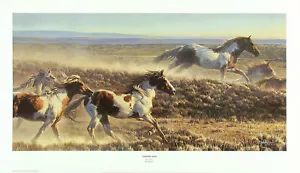 NANCY GLAZIER S&N Edición Limitada 846/1200 Impresión de Medio Tono de Caballos Salvajes ESPÍRITU DESENFRENADO - Imagen 1 de 1