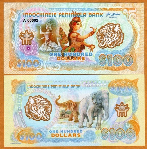 Indochinese Peninsula,  $100, 2021, Clear Window Polymer, UNC > Dancer, Elephant Cover