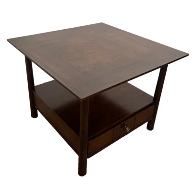 Henredon Nightstand Side Table with one Drawer and bottom Shelf Dark Walnut - Image 1 of 4