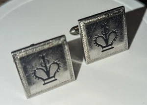 Men Kings & Queens Crown Cufflinks, Vintage Swank Crown Formal Stainless Steel - Picture 1 of 7