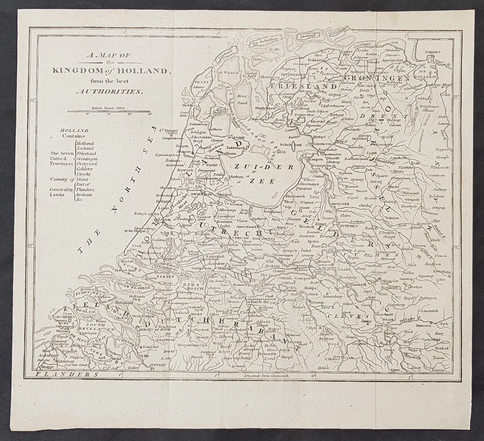 1795 Aaron Arrowsmith Original Antique Map Kingdom of Holland, The Netherlands - Image 1 of 1