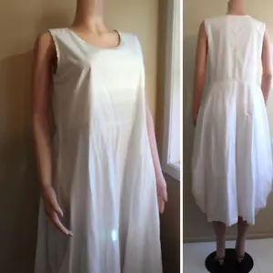 Patrizia Luca Milano Dress M White Cotton Semi Balloon Hem Sleeveless Cottage - Picture 1 of 10