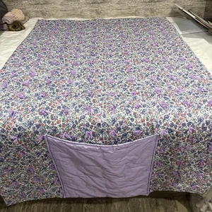 Handmade Purple Floral Throw Blanket To Pillow Conversion 43” X 69” - Picture 1 of 15