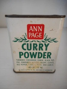 Vintage Ann Page Curry Powder  spice tin Green White A&P - Picture 1 of 6