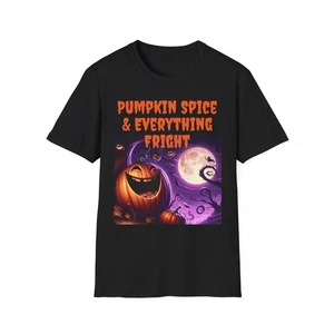 Halloween Spooky Pumpkin T-Shirt Fall Apparel Shirt Unisex Gift Tee - Picture 1 of 10