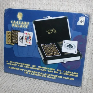 sealed 2004 vintage 2 x Decks of Caesars Palace Poker Cards Aluminum Case Herbko - Bild 1 von 4