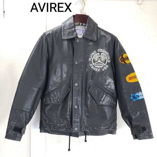 AVIREX Patch Giacca di Pelle di Vacchetta Coach Nero