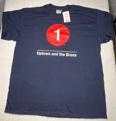 De colección Nuevo sin Etiquetas Para hombres XL Negro Nueva York Línea de Metro Nueva York Años 90 Uptown Bronx 1 Tren Foto 1 de 4