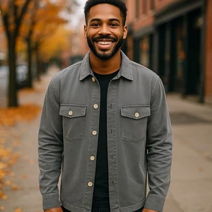 AllSaints Men’s Utility Overshirt Jacket — Charcoal Gray (Size XL) NWT - Picture 1 of 8