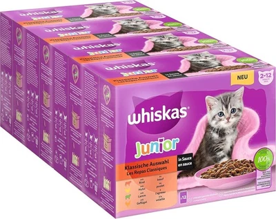 Whiskas Junior Katzennassfutter Klassische Auswahl in Sauce, 12x85g - Bild 1 von 4
