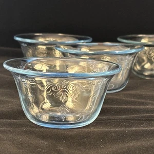 Fire King Sapphire Blue Philbe Glass 4 Custard Dessert Cups Ovenware Set of 4 - Picture 1 of 8