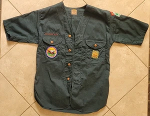 1953 Boy Scouts Venturing BSA Short Sleeve Button Shirt Uniform Green Explorers  - Picture 1 of 5