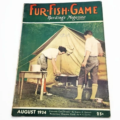 Vintage August 1934 Fur Fish Game Magazine Hunting Fishing Trapping Book Catalog - Image 1 of 4