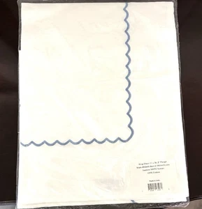 Matouk NUEVO CON ETIQUETAS 1 King Sham 21x36 Astrid Blanco Azul Vieiras 300TC Algodón Santino - Imagen 1 de 5