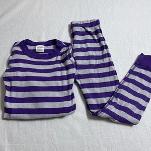 Hanna Andersson Pajamas Striped 2pc Long John size 6 7 EU 120 Purple Gray - Picture 1 of 10