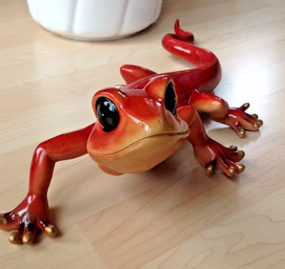 XL Echse 50cm groß Eidechse, edle Dekofigur, Arturio Rossi Figur, rot gold - Bild 1 von 4