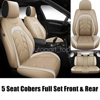 For 2007-2023 Jeep Wrangler JK Leather Car 5-Seat Covers Front & Rear Protector - Image 1 of 4