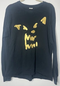 T Shirt Men's Large Long Sleeve Black Russ There's Really a Wolf Rapper Face - Picture 1 of 16