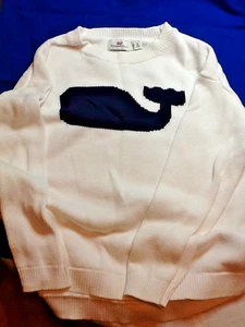 VINEYARD VINES WHITE SWEATER W/BLUE WHALE SMALL 7-8 030324C - Picture 1 of 4