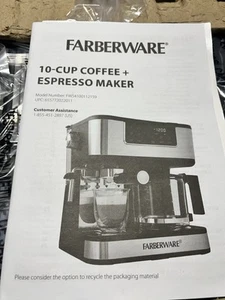FARBERWARE, 10 - CUP COFFEE + ESPRESSO MAKER 2 IN 1 DESIGN! TOUCH SCREEN PANEL - Picture 1 of 5