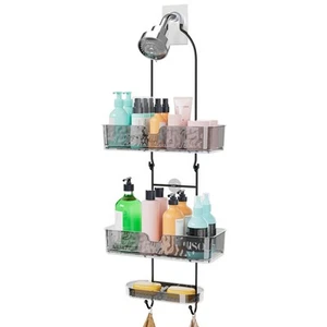 Hanging Shower Caddy - No Drilling Hanging Shower Organize Caddy Over Head Ba... - Picture 1 of 7