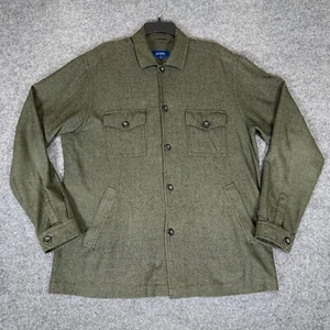 Eton Overshirt Jacket Mens XL Dark Green Wool Cashmere 4 Pocket Button Up Casual - Picture 1 of 6