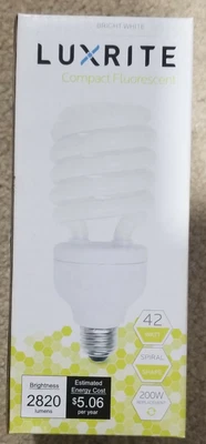 LUXRITE CFL - E26 Base, Spiral 42 Watt 5000K - 2820 Lumens - Image 1 of 4