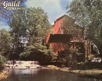 Vintage Whitman Guild Beauteous Falls Mill 1500 Piece Puzzle Rare Scenic Water + - Image 1 of 4