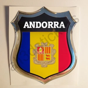 Adesivi Andorra Scudetto Andorra 3D Bandiera Resinato Vinile Resinati Moto Auto - Picture 1 of 1
