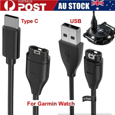 Type C USB Charger Cable For Garmin Fenix 7 6 5 Vivoactive 4 5 Forerunner 945 45 - image 1 of 4