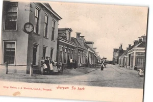 Postcard Bergum De Hoek Uitg. Gebrs. v. d. Meulen 1913 Netherlands Street Clock - Imagen 1 de 2