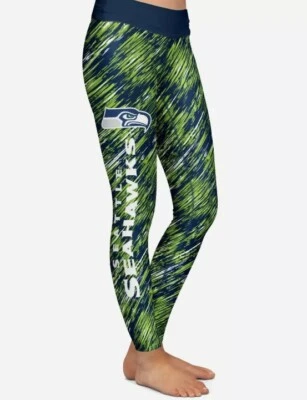 Seattle Seahawks NFL Static Performance Fitted Leggings Blue Green Women Small - Image 1 of 3