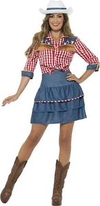 Smiffys Rodeo Doll Costume, Blue, with Skirt, Shirt Hat, Small - Picture 1 of 3