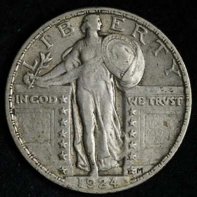 1924 Standing Liberty Silver Quarter XF E233 KKEI - Image 1 of 2