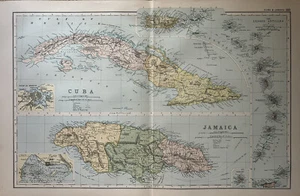 1893 Cuba, Jamaica & The Lesser Antilles Antique Map by G.W. Bacon - Picture 1 of 3