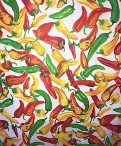 HOT CHILIS  Poly Cotton 60” Wide fabric- None Stretch - Picture 1 of 1