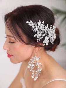 Boda Peinados Joyería Plata Tocado Cabeza de Estrás Joyería Cristal - Imagen 1 de 10