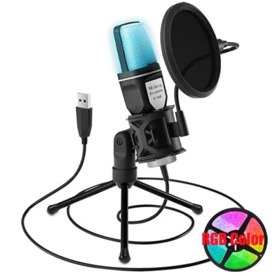 Desktop Mini Condenser Microphone USB Computer Mic Recording For Laptop PC - Image 1 of 4