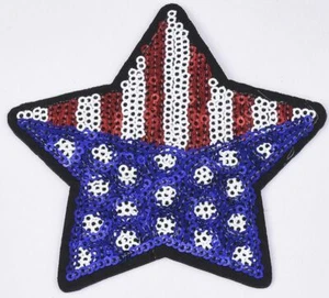Ecusson drapeau américain avec paillettes Star Spangled banner glitter patch - Picture 1 of 1