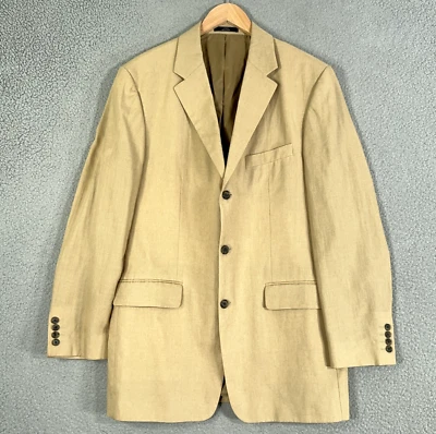 J Crew Linen Blazer men 42 Long Tan Brown 100% Linen Jacket Sports coat Office - Image 1 of 4